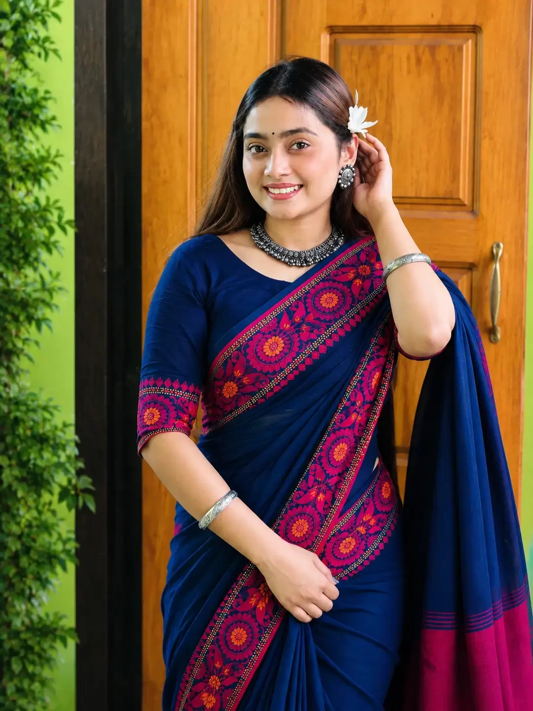 নীলপদ্ম হাফ সিল্ক শাড়ি -(প্রিমিয়াম)